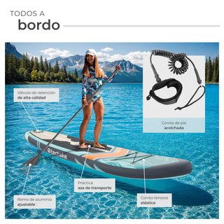 Tabla paddleboard hinchable, turquesa, naranja 288x77x22,5cm