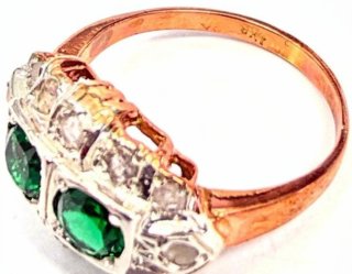 Anillo Oro Rosa 9k Espinelas y Diamantes