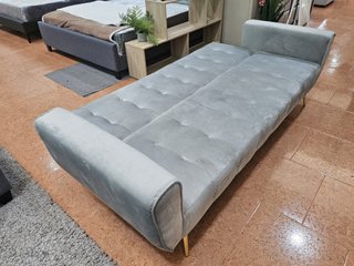 Sofá Cama Gris de 3 Plazas Terciopelo
