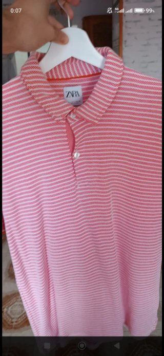 Polo Zara Rayas Rosas y Blancas. Ajustado.