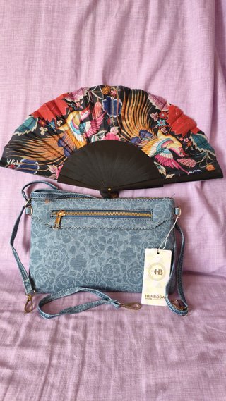 Bolso de mano Herbosa y abanico multicolor