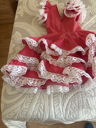 Traje de Flamenca Niña Rojo y Blanco
