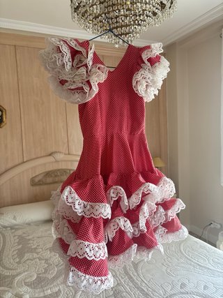 Traje de Flamenca Niña Rojo y Blanco