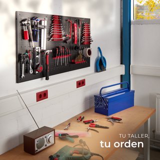 Tablero perforado para herramientas con 25 accesorios 120 x 3 x 60 cm