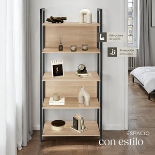 Estantería industrial 4 baldas 2 paredes 62x24x165,5 cm madera clara