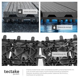 Set de 11 baldosas para terraza, sistema de clic 31x31x2,2 cm, gris