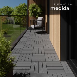 Set de 11 baldosas para terraza, sistema de clic 31x31x2,2 cm, gris