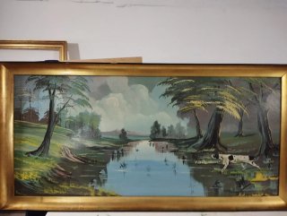 Óleo antiguo sobre tabla paisaje