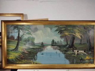 Óleo antiguo sobre tabla paisaje