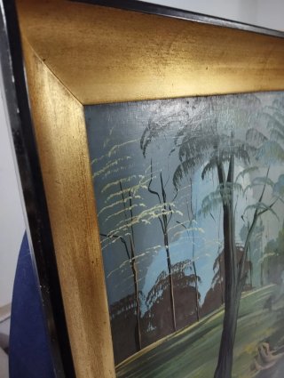 Óleo antiguo sobre tabla paisaje
