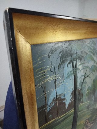 Óleo antiguo sobre tabla paisaje