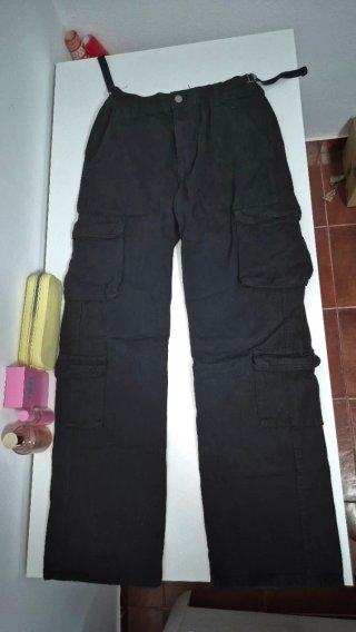 Pantalones Cargo Negros Talla 40 Ajustables