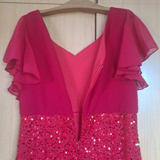 Vestido fiesta lentejuelas rojo talla 46