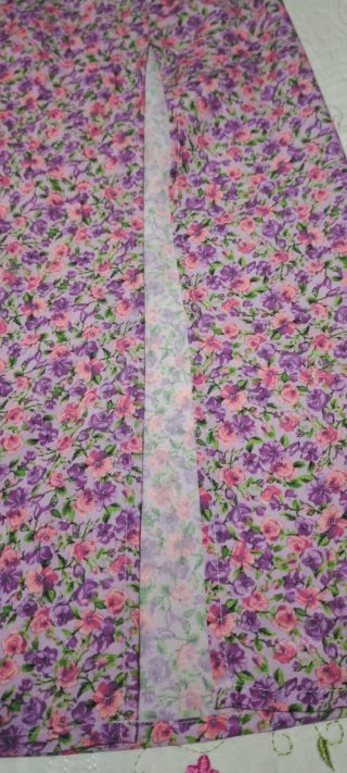 Falda larga floral rosa y morada