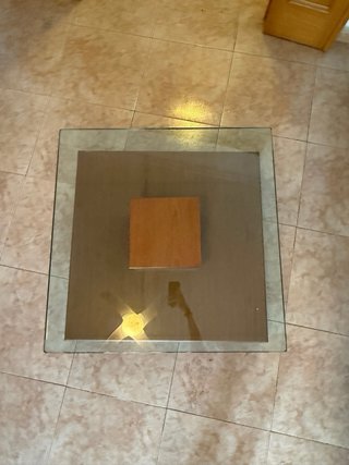 Mesa de centro cristal y madera