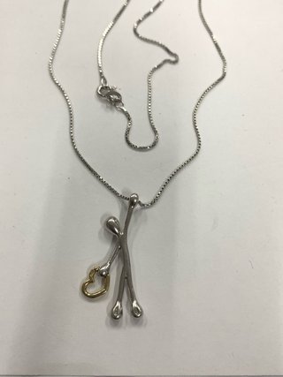 Catenina argento ciondolo omino cuore oro 18kt
