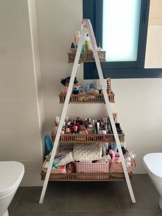 Estantería Escalera Mimbre y Madera
