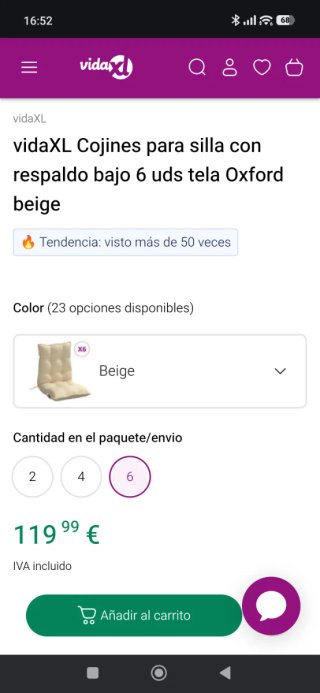 6 Cojines para sillas de jardín