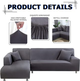 Funda sofá chaise longue reversible gris