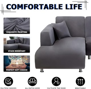 Funda sofá chaise longue reversible gris