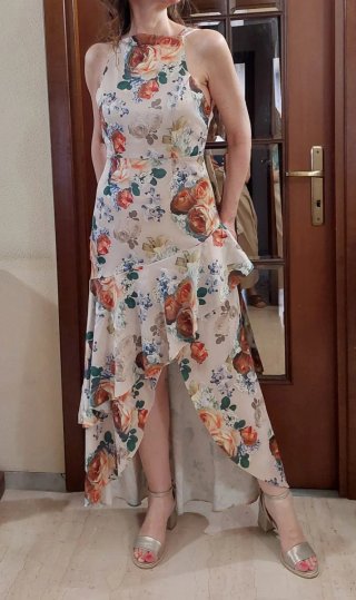 Abito ASOS lungo asimmetrico fiori tg 44