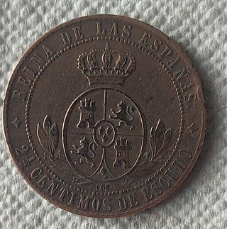 2 y medio  CTS ESCUDO  1867  JUBIA  OM Isabel II