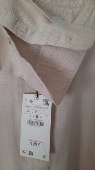 Camisa cuello Mao beige