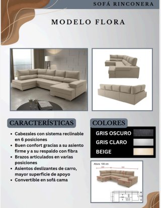 Sofá de tela gris