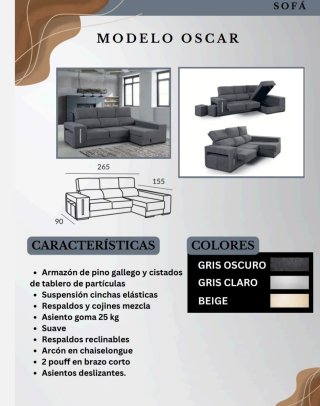 Sofá de tela gris