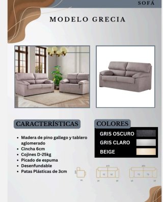 Sofá de tela gris