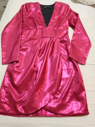 Vestido Zara Rosa Metálico