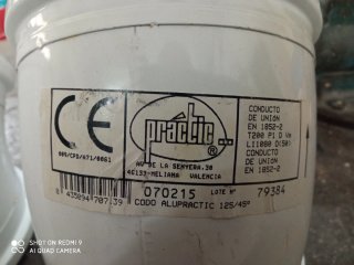 Codo evacuación 125mm 45° para humos
