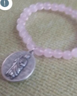 Pulsera San Judas Tadeo Cuarzo Rosa