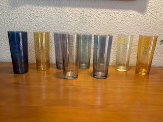 Vasos de vidrio vintage multicolores