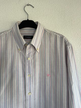Camisa Burberry Rayas Azul Rosa