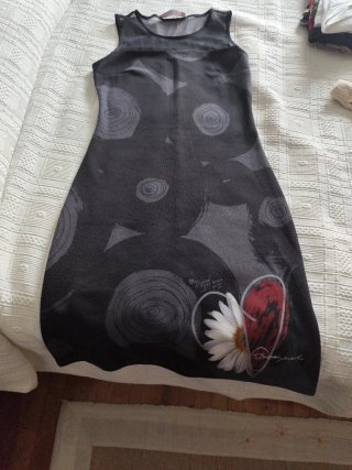 Vestido Desigual Negro con Estampado