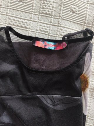 Vestido Desigual Negro con Estampado