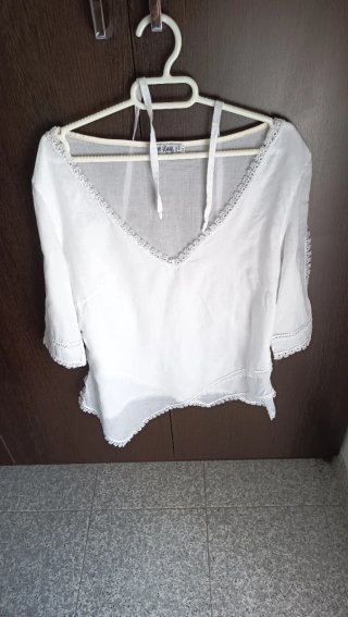 Blusa Ibicenca Blanca Talla M