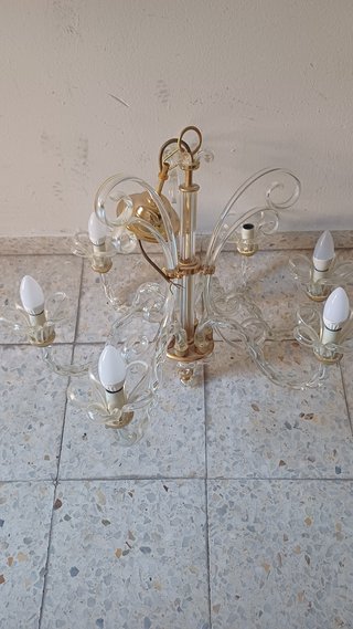 Lámpara de techo colgante cristal dorada