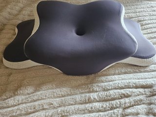 Cuscino anatomico grigio e bianco