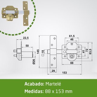 Amig cerrojo seguridad acero 70mm dorado