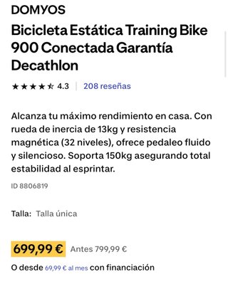 Bicicleta Estática Domyos Training Bike 900