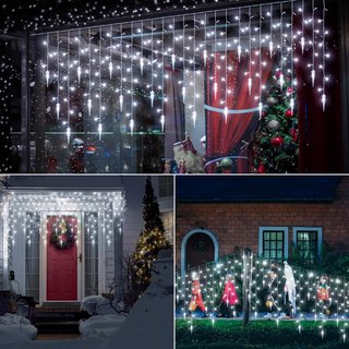 Cortina di luci a ghiaccio per Natale all'esterno
