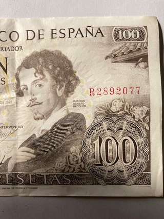 Billete 100 pesetas 1965 Becquer