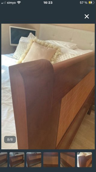 Cabecero de cama de madera y bambú