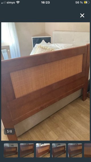 Cabecero de cama de madera y bambú