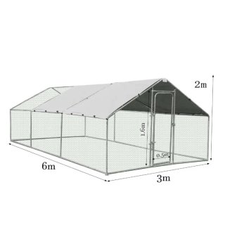 Gallinero 4x3x2m Metal y Tela Gris