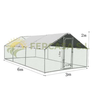 Gallinero 4x3x2m Metal y Tela Gris