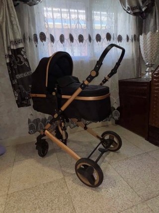 Passeggino per neonati nero e dorato