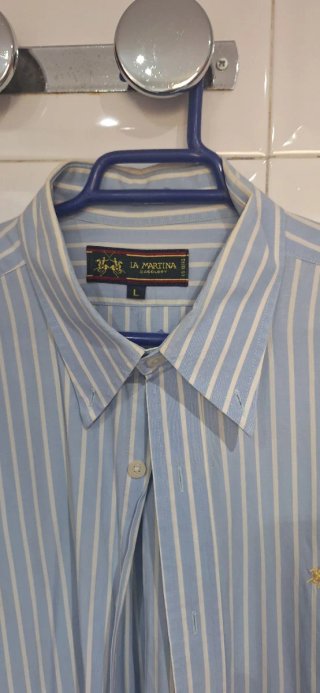 Camisa La Martina Rayas Azul y Blanco